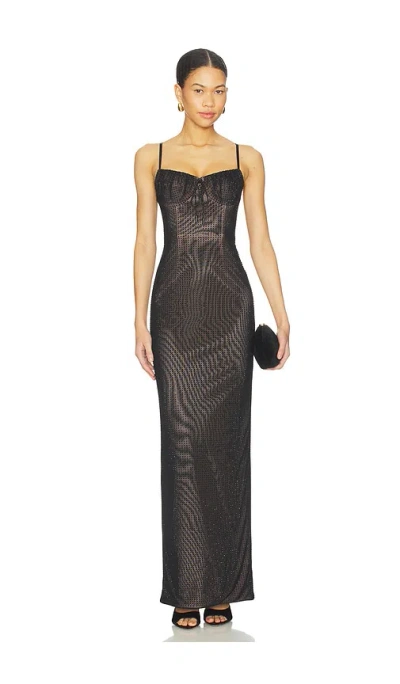 Area Crystal Hotfix Gown In Black