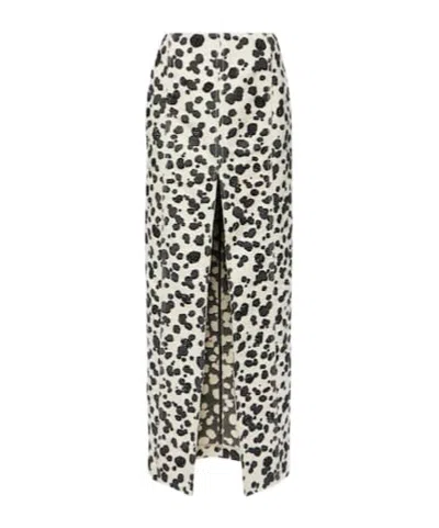 Area Dalmatian Front-slit Denim Maxi Skirt In Black