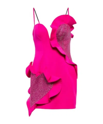 Area Embellished Wool Crepe Mini Dress In Pink