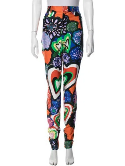 Pre-owned Area Floral Print Straight Leg Pants In Multicolor