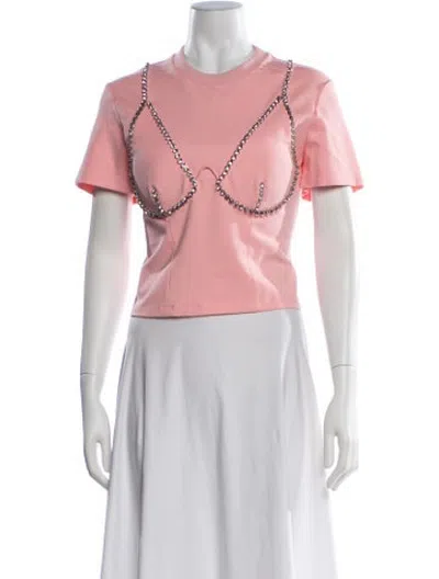 Pre-owned Area Graphic Print Crew Neck T-shirt In Pink