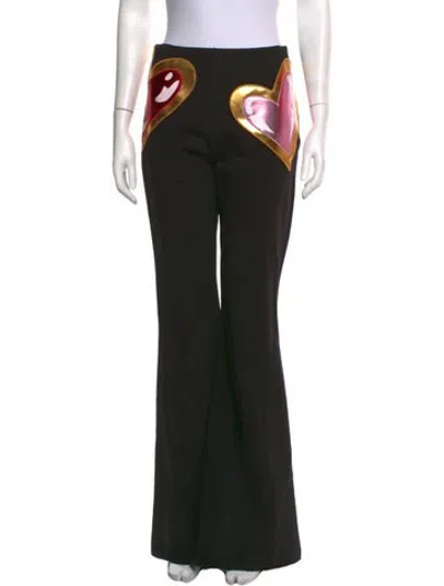 Pre-owned Area Graphic Print Flared Pants W/ Tags In Black