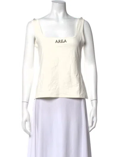 Pre-owned Area Graphic Print Square Neckline Top In White