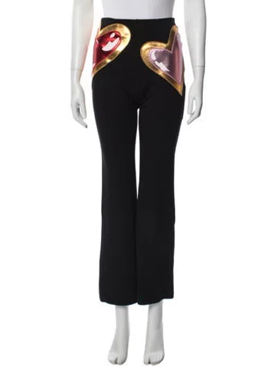 Pre-owned Area Graphic Print Straight Leg Pants In Black