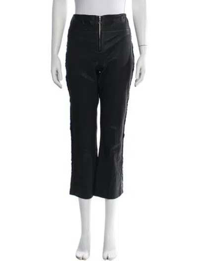 Pre-owned Area Lamb Leather Straight Leg Pants In Black