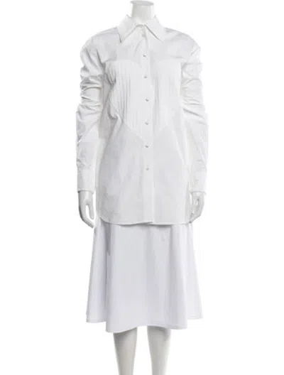 Pre-owned Area Long Sleeve Button-up Top In White