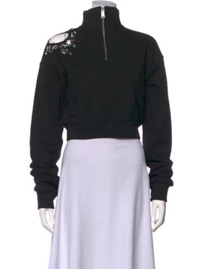 Pre-owned Area Mock Neck Long Sleeve Sweatshirt In Black