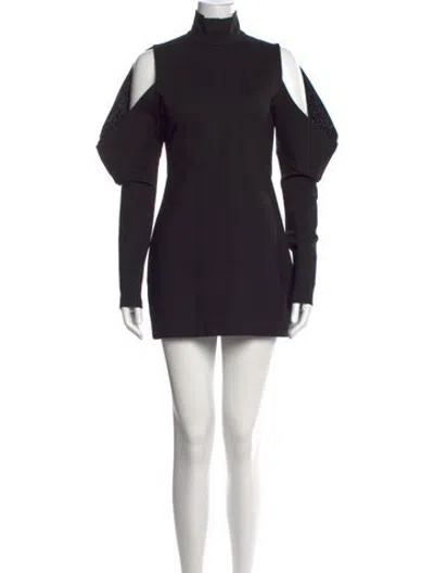 Pre-owned Area Mock Neck Mini Dress In Black