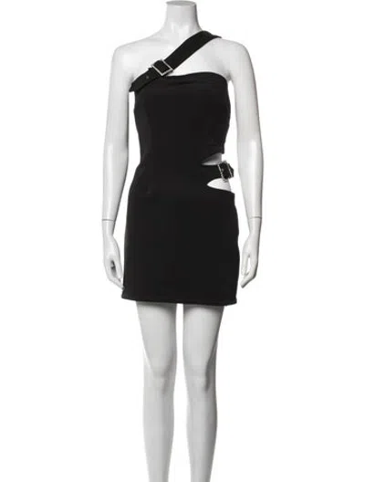 Pre-owned Area One-shoulder Mini Dress In Black