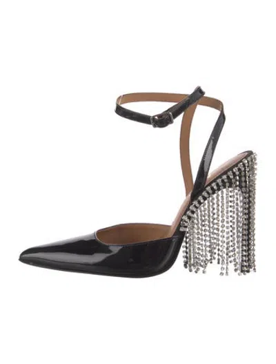 Pre-owned Area Patent Leather Crystal Embellishments Pumps In Black