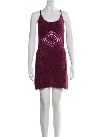 Pre-owned Area Scoop Neck Mini Dress In Pink