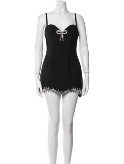 Pre-owned Area Square Neckline Mini Dress In Black