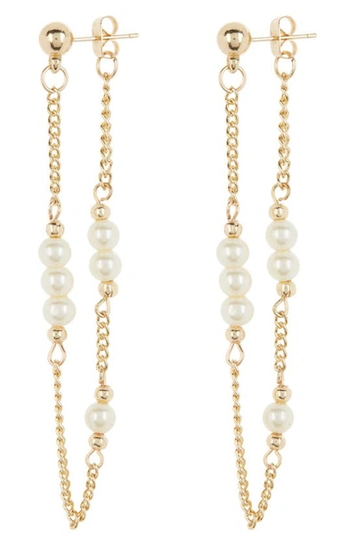 Area Stars Mini Pearl Chain Drop Earrings In Multi