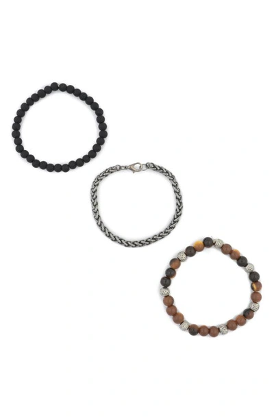 Area Stars Set Of Three Bead & Wheat Chain Bracelets In Multi