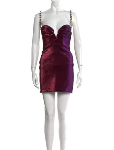 Pre-owned Area Strapless Mini Dress In Metallic/purple