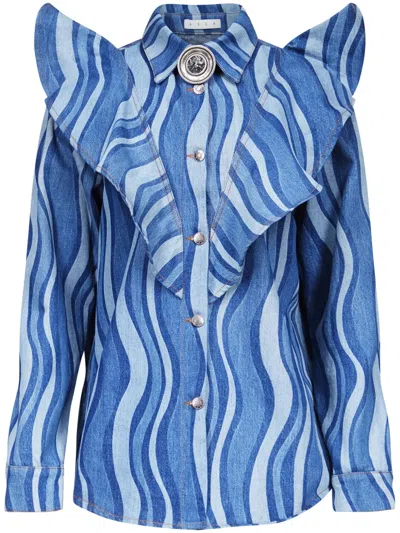 Area Sunray-patterned Denim Shirt In Blau