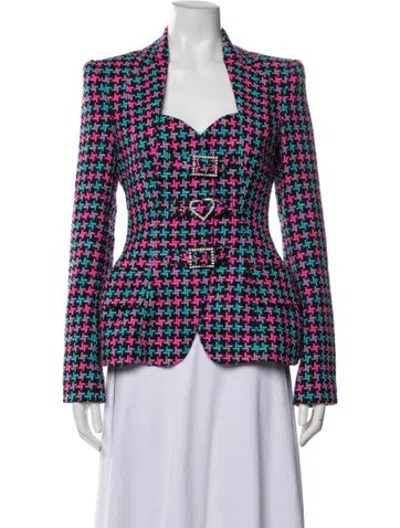 Pre-owned Area Virgin Wool Houndstooth Print Blazer In Multicolor