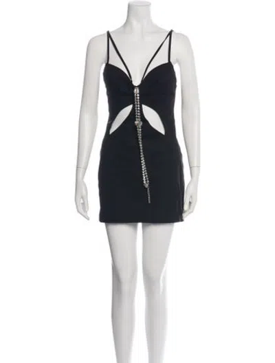 Pre-owned Area V-neck Mini Dress In Black