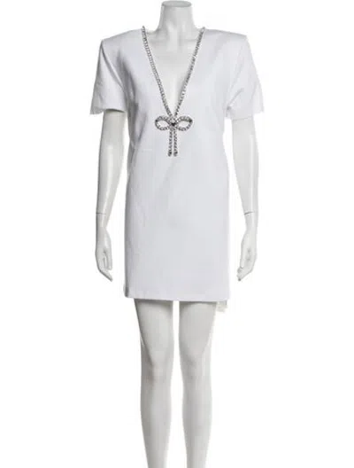 Pre-owned Area V-neck Mini Dress In White