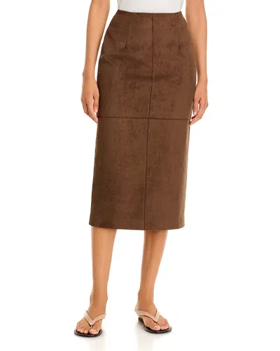 A.ren A. Ren Clove Seamed Midi Skirt In Brown
