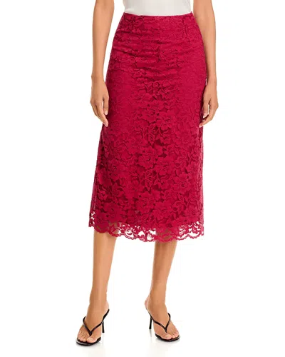 A.ren A. Ren Monreaux Floral Lace Midi Skirt In Red