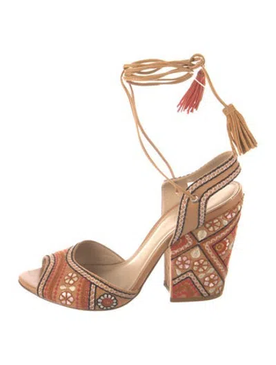 Pre-owned Arezzo Leather Patterned Sandals In Neutrals