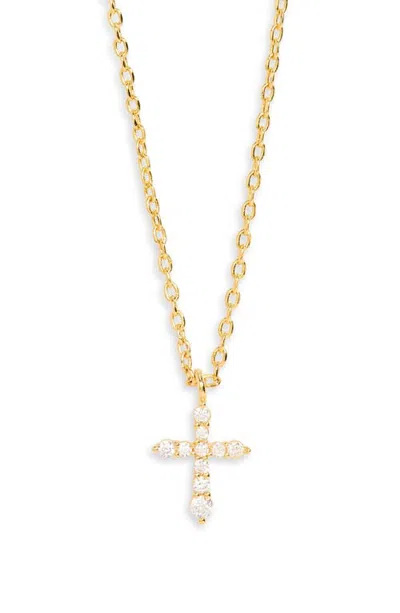 Argento Vivo Cubic Zirconia Cross Necklace In Gold