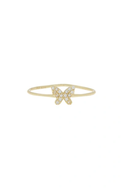 Argento Vivo Sterling Silver Crystal Pavé Butterfly Ring In Gold