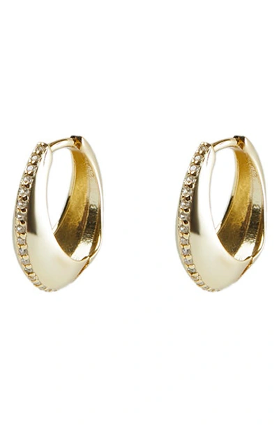 Argento Vivo Sterling Silver Cubic Zirconia Hoop Earrings In Gold