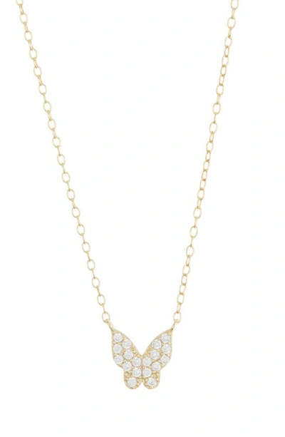 Argento Vivo Sterling Silver Cz Pavé Butterfly Pendant Necklace In Gold