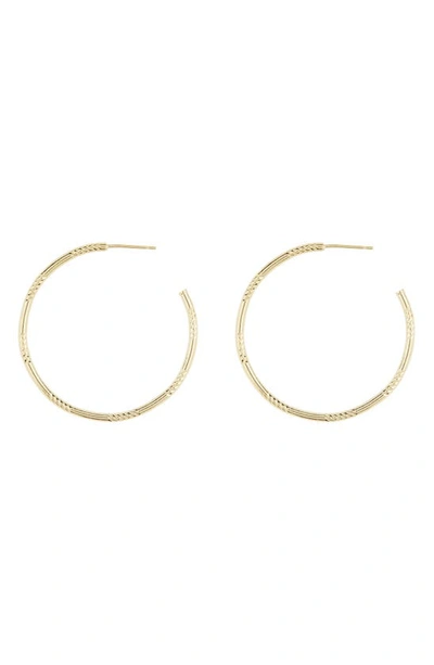 Argento Vivo Sterling Silver Diamond Cut Hoop Earrings In Gold