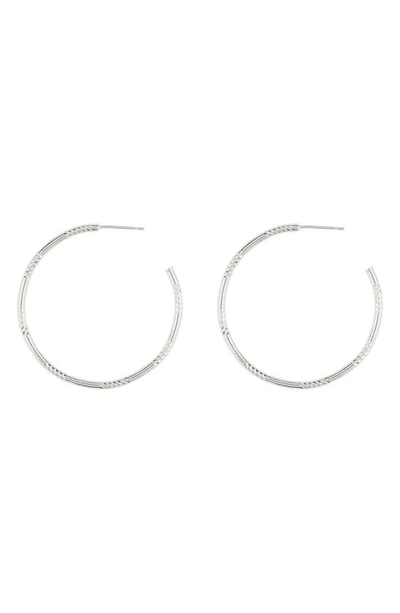 Argento Vivo Sterling Silver Diamond Cut Hoop Earrings In Metallic