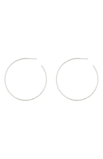 Argento Vivo Sterling Silver Diamond Cut Wire Hoop Earrings In Metallic