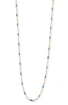 Argento Vivo Sterling Silver Enamel Station Curb Chain Necklace In Gold/ Blue