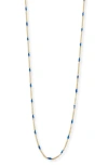 Argento Vivo Enamel Station Curb Chain Necklace In Gold/ Blue