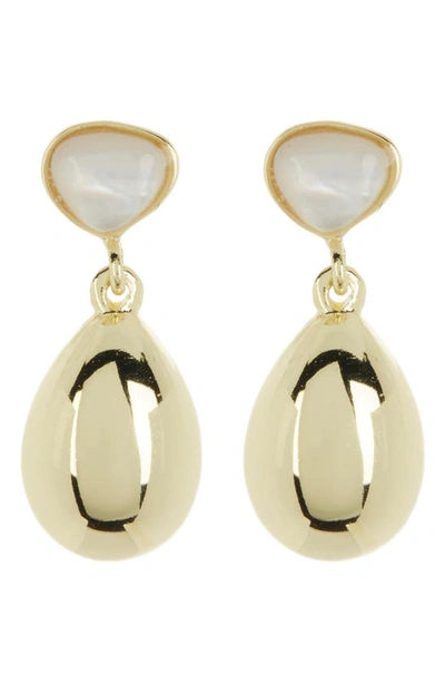 Argento Vivo Sterling Silver Imitation Pearl Drop Earrings In Gold