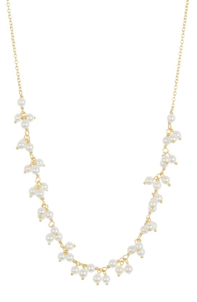 Argento Vivo Sterling Silver Imitation Pearl Frontal Necklace In Gold
