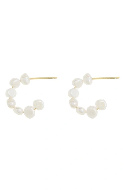 Argento Vivo Sterling Silver Imitation Pearl Hoop Earrings In White