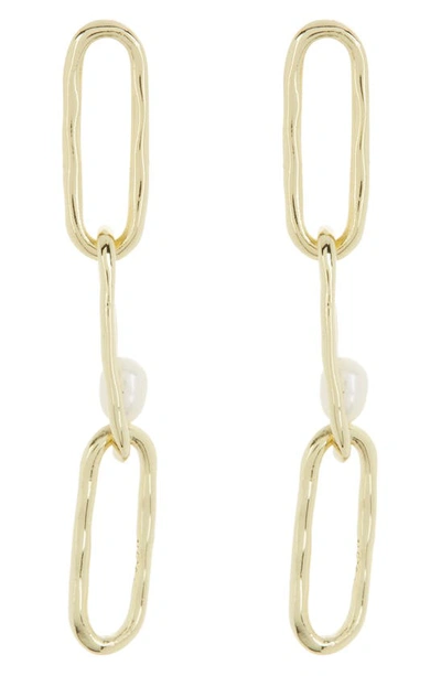 Argento Vivo Sterling Silver Imitation Pearl Link Drop Earrings In Gold