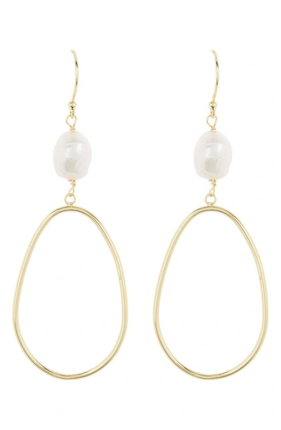 Argento Vivo Sterling Silver Imitation Pearl Ring Drop Earrings In Gold