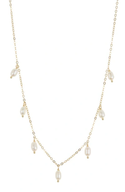 Argento Vivo Sterling Silver Imitation Pearl Shaky Charm Necklace In Gold