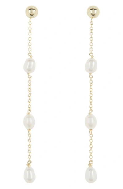 Argento Vivo Sterling Silver Imitation Pearl Station Chain Drop Earrings In Gold