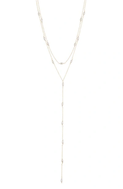 Argento Vivo Sterling Silver Imitation Pearl Station Chain Y-drop Necklace In Gold
