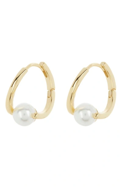 Argento Vivo Sterling Silver Imitation Pearl Wrap Hoop Earrings In Gold