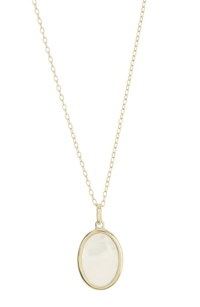 Argento Vivo Sterling Silver Mother-of-pearl Oval Pendant Necklace In Gold