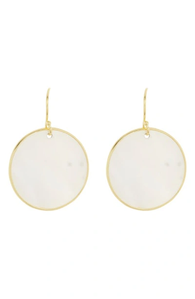 Argento Vivo Sterling Silver Mother Of Pearl Shell Drop Earrings In Gold