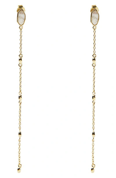 Argento Vivo Mother-of-pearl Station Chain Linear Drop Earrings In Gold