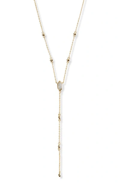 Argento Vivo Sterling Silver Mother-of-pearl Station Chain Y-necklace In Gold