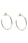 Argento Vivo Sterling Silver Semiprecious Stone Hoop Earrings In Gold/ Pearl