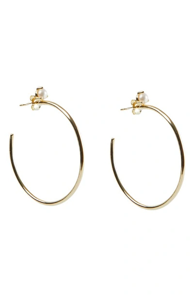 Argento Vivo Semiprecious Stone Hoop Earrings In Gold/ Pearl